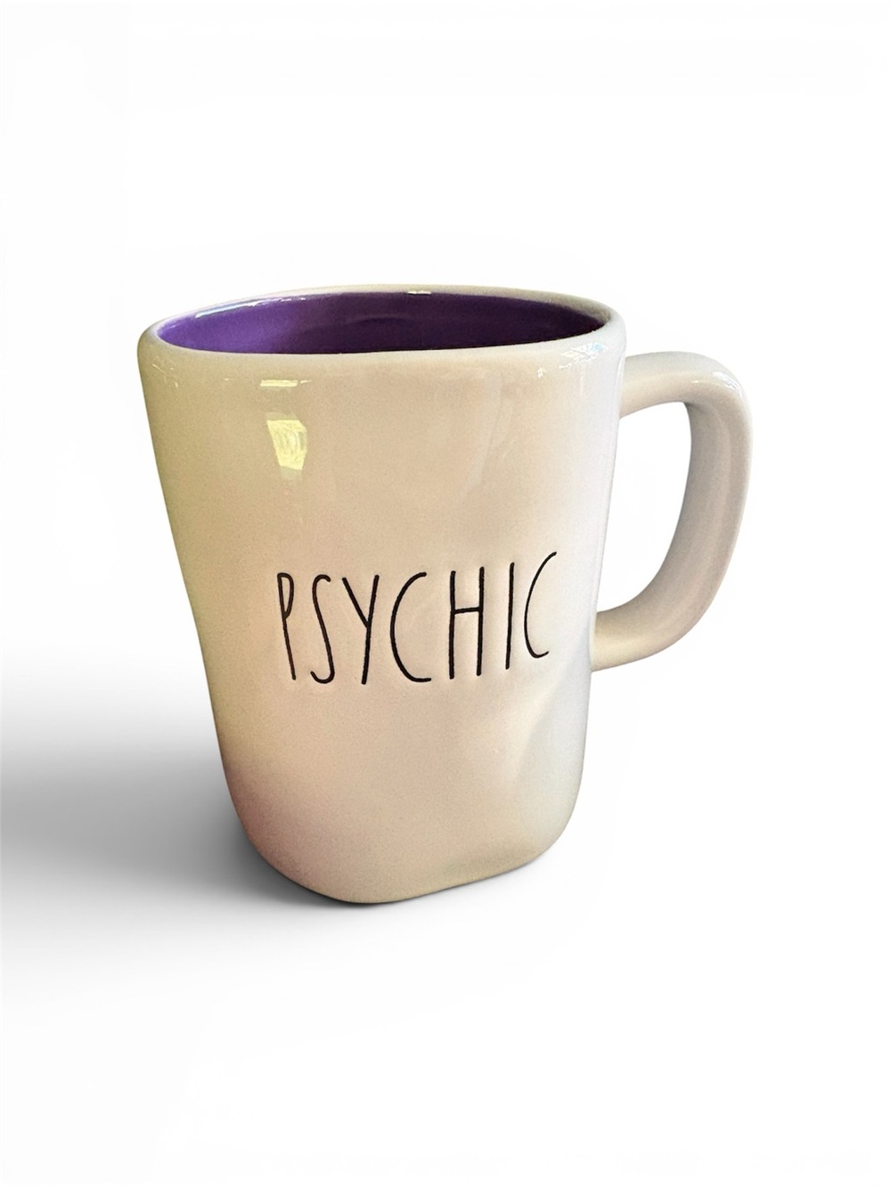 Rae Dunn White Mug with Purple Interior - PSYCHIC